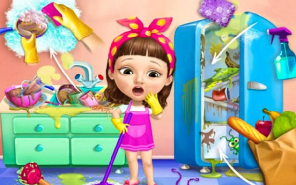 Sweet Baby Girl Cleanup Messy House - Kids Cleaning Game Online